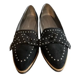 Adrienne Vittadini Laverne Black Embellished suede loafer flat women’s 6.5